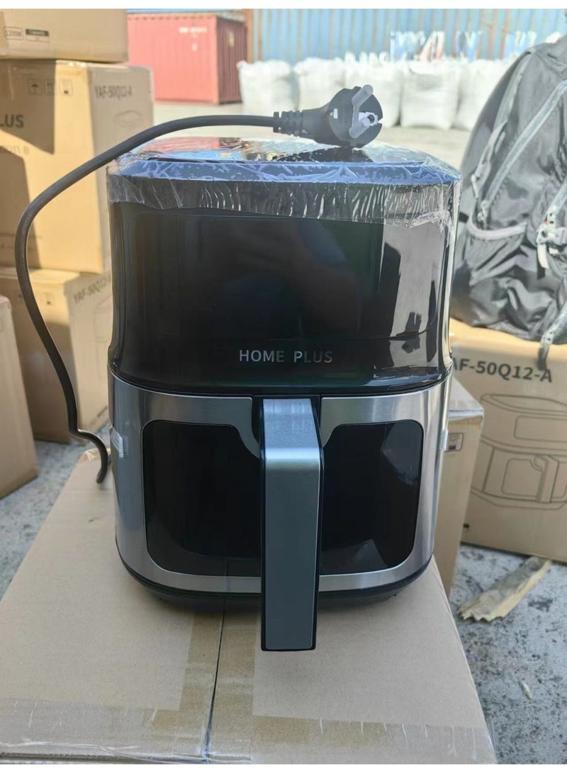 Home Plus Digital Air Fryer, 5L Capacity, Touch Screen Control, LED Display, Viewing Window, Black and Silver - Image 3
