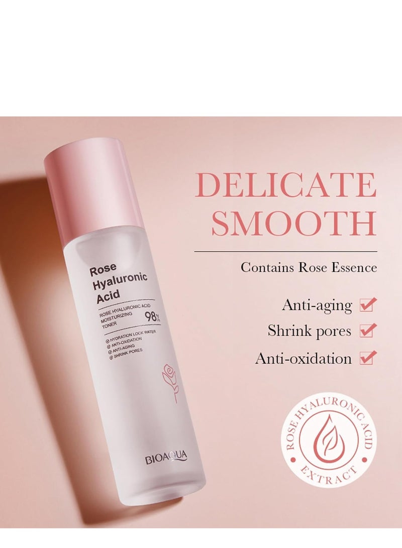 BIOAOUA Rose Water Toner with 98% Rose & Hyaluronic Acid, Vegan Hydrating and Nourishing Toner for Women – Korean Skincare Pore Minimizer & Exfoliating Toner for Rejuvenating and Soothing Skin 100ml - Image 3