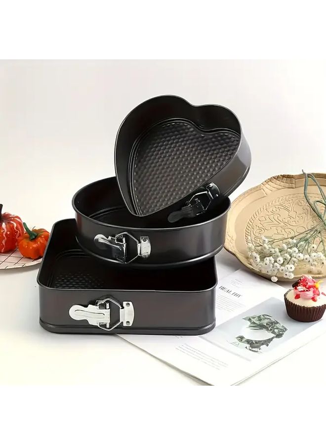 3pcs Black Heavy Duty Carbon Steel Springform Pan Set With Removable Nonstick Sides - Image 3