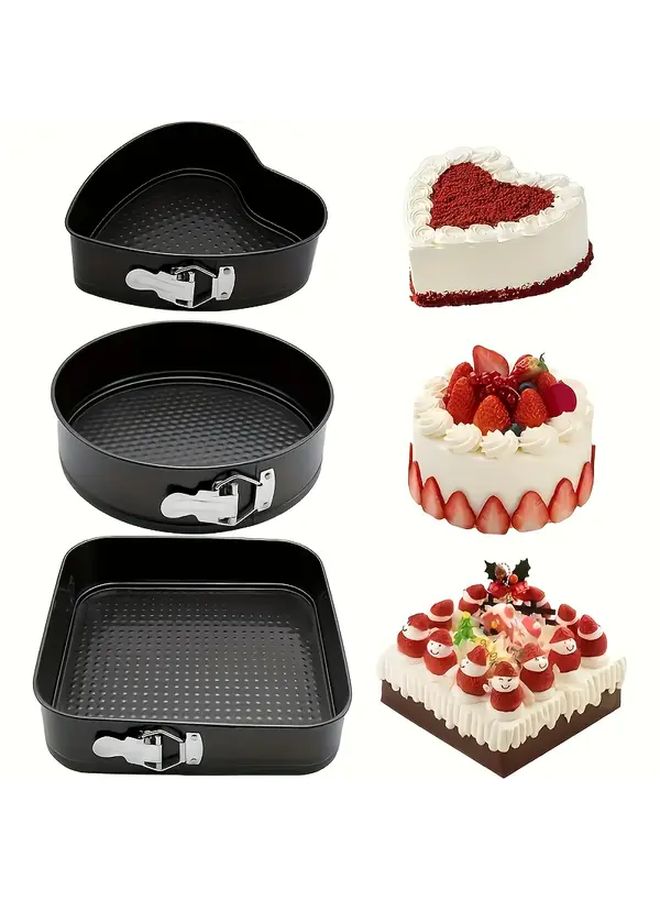 3pcs Black Heavy Duty Carbon Steel Springform Pan Set With Removable Nonstick Sides - Image 1