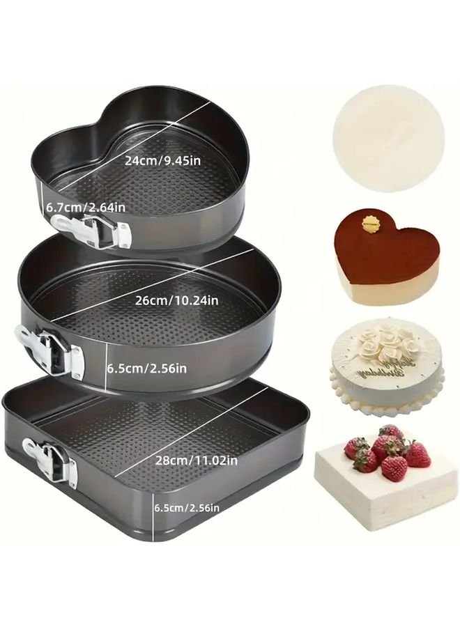 3pcs Black Heavy Duty Carbon Steel Springform Pan Set With Removable Nonstick Sides - Image 2