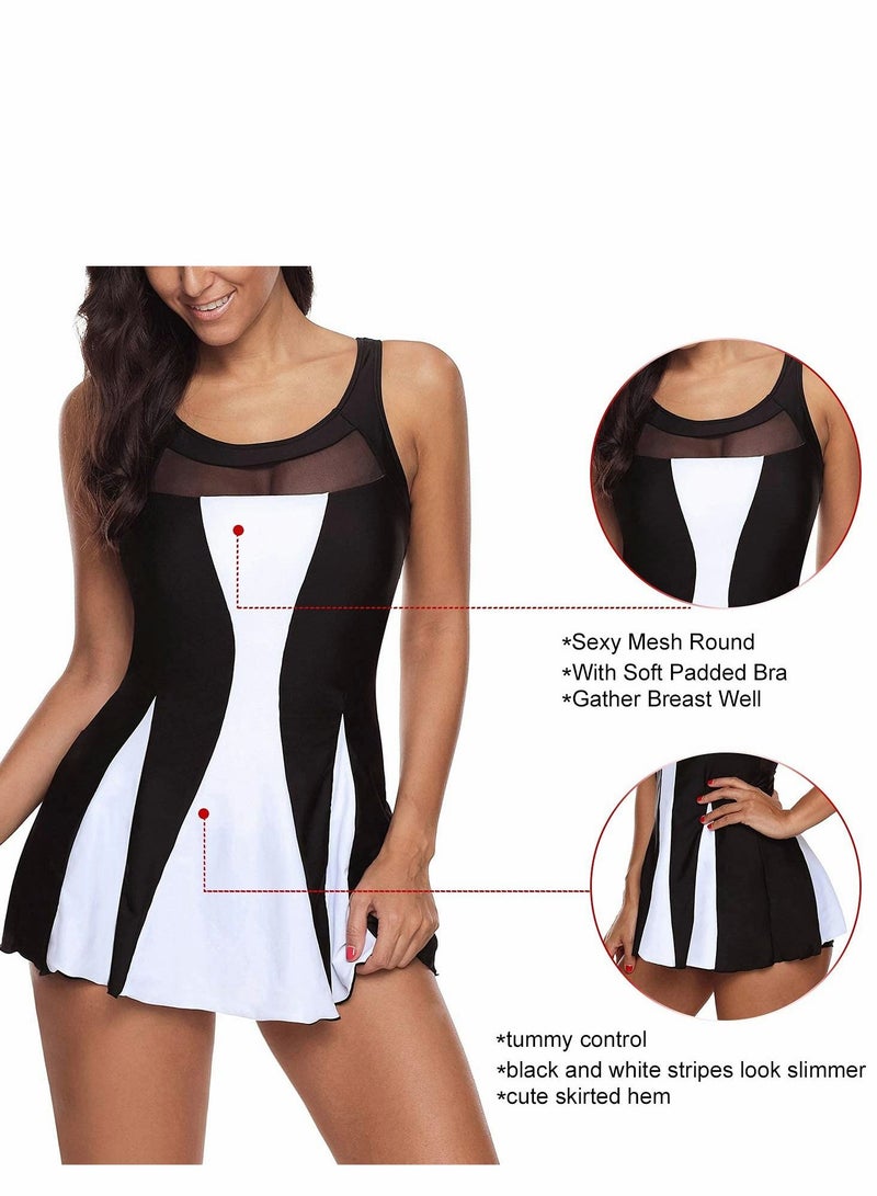 SYOSI Womens Swimsuits One Piece Swimdress Tummy Control Swimsuit Plus Size Swimwear One Piece Bathing Suits Swim Dress, M - Image 4