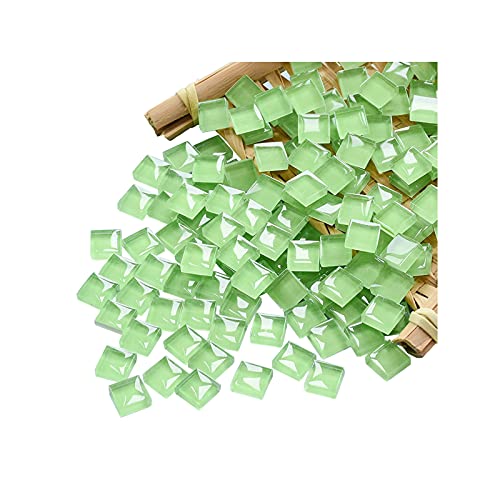 FAIRUO 100 Pieces Mosaic Tiles Squares Light Green Crystal Mosaic Tile for Crafts Bulk DIY Picture Frames Handmade Jewelry Coasters Art Material Decoration,1x1cm - Image 1