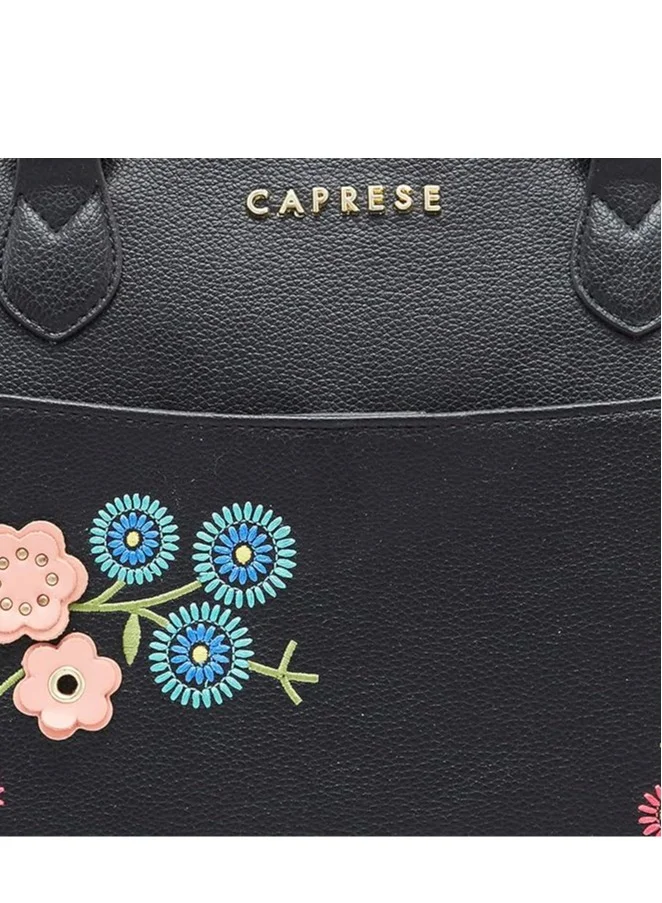 CAPRESE Caprese Erica Tote Medium Black – Kiara exclusive floral design, spacious interior, middle compartment, trendy shoulder bag for office and daily use