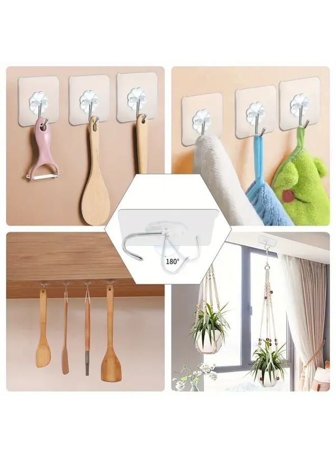 10 قطع خطافات حائط ذاتية اللصق بتصميم زهري، مقاومة للماء، بلاستيكية للحمام والاستحمام والمطبخ - Image 5