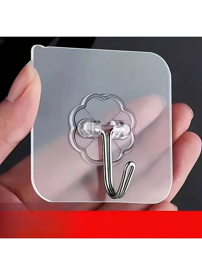 10 قطع خطافات حائط ذاتية اللصق بتصميم زهري، مقاومة للماء، بلاستيكية للحمام والاستحمام والمطبخ - Image 3