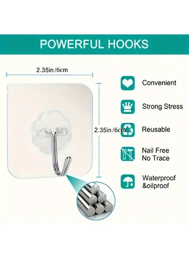 10 قطع خطافات حائط ذاتية اللصق بتصميم زهري، مقاومة للماء، بلاستيكية للحمام والاستحمام والمطبخ - Image 4