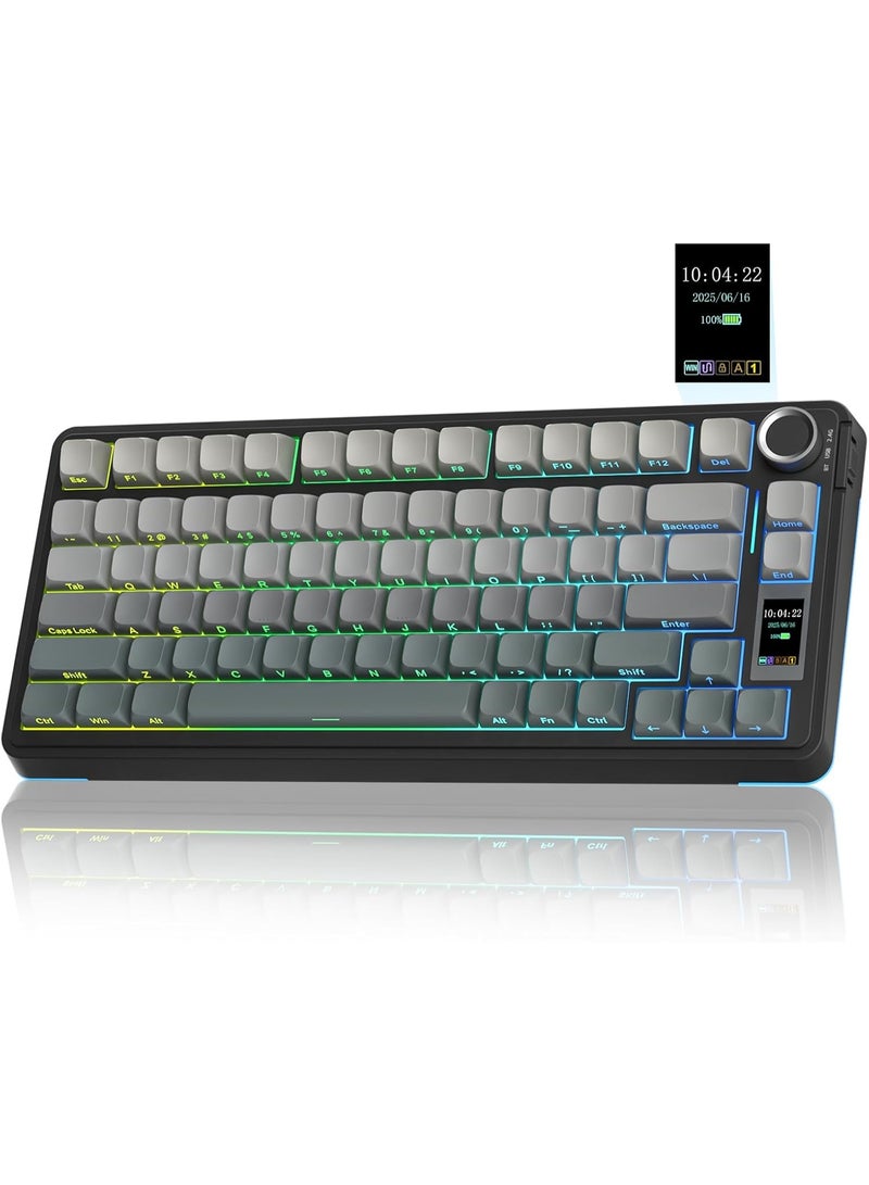 AULA لوحة مفاتيح الألعاب الميكانيكية اللاسلكية S75 Pro ثلاثية الوضع 75% مع إضاءة خلفية RGB قابلة للتبديل الساخن وشاشة ومقبض، مفاتيح Star Vector، أغطية مفاتيح PBT، صوت كريمي لجهاز الكمبيوتر/اللابتوب/الماك - Image 1