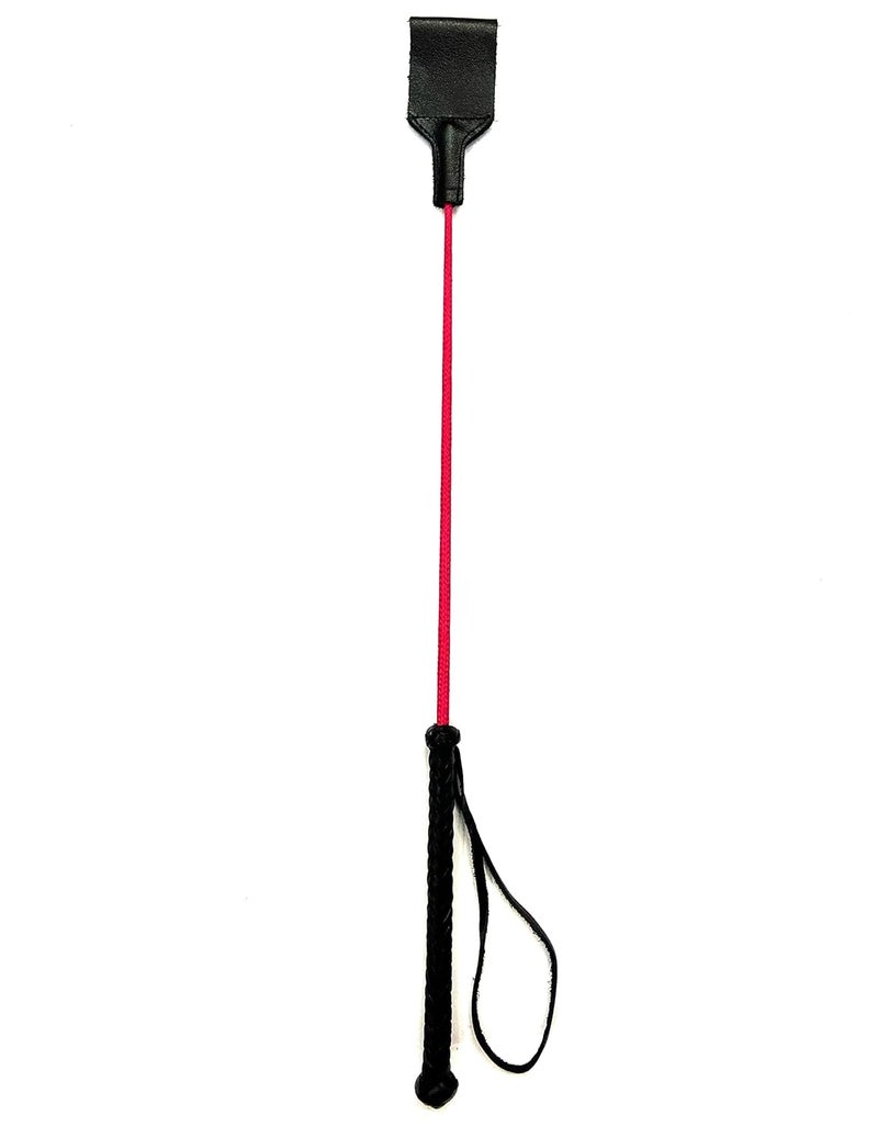 PETS TRIANGLE 25 Inches Leather Horse Riding Stick & Dog Tranining Stick with Stitching Leather Flapper (Fuchsia) - Image 1