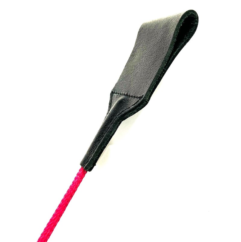 PETS TRIANGLE 25 Inches Leather Horse Riding Stick & Dog Tranining Stick with Stitching Leather Flapper (Fuchsia) - Image 3