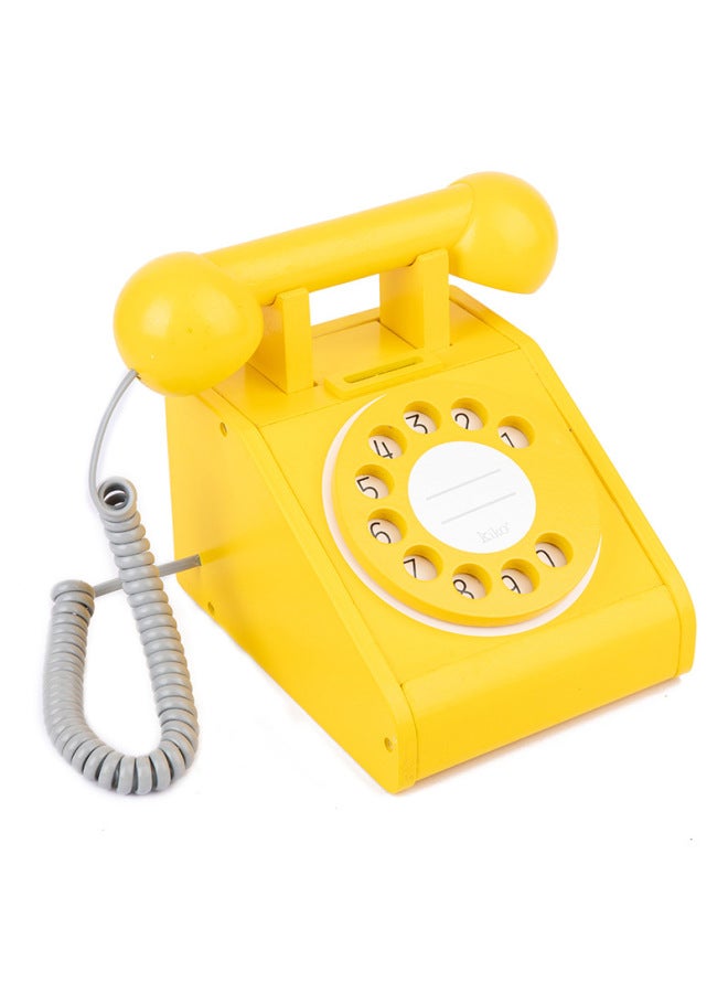 Simulated Wooden Style Telephone Toy Early Education Intelligence Enhancement Fun Role Play For Boys Girls Birthday Gift Set-Color:HBE-simulation Telephone (yellow) 0.9 - Image 1