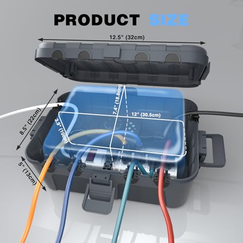 Flemoon IP54 Waterproof Box with Large Capacity Outdoor Weatherproof Box, Gray - Image 3