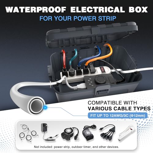 Flemoon IP54 Waterproof Box with Large Capacity Outdoor Weatherproof Box, Gray - Image 2