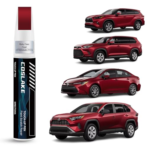 COSLAKE Car Touch Up Paint(Ruby Flare Pearl(3T3(Include 2YD))) for Toyota, Car Paint Scratch Repair Kit, Quick & Easy Solution to Repair, 2 in 1 Scratch Remover Pen with Color-Matched - Image 1