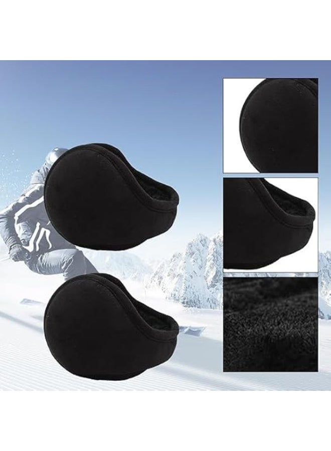 ChicAbode Men Earmuffs for Winter Big Cover Foldable Ear Warmers Outdoor Warm Women Adjustable Ear Muffs Winter Ear Muffs for Men Women Cold Weather Earmuffs Black, One Size - Image 2