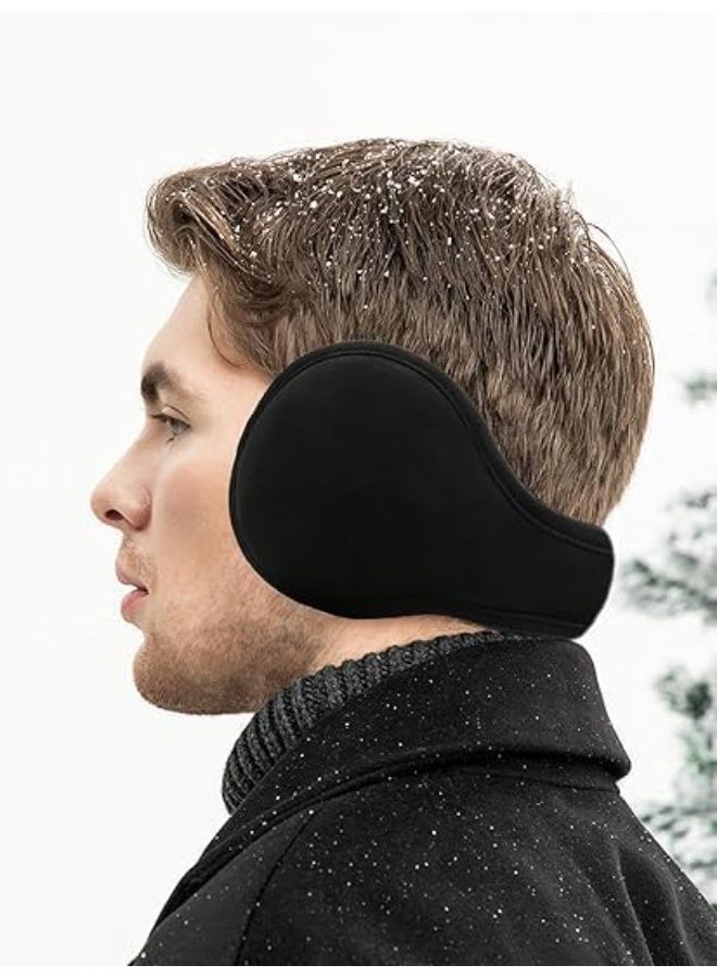 ChicAbode Men Earmuffs for Winter Big Cover Foldable Ear Warmers Outdoor Warm Women Adjustable Ear Muffs Winter Ear Muffs for Men Women Cold Weather Earmuffs Black, One Size - Image 3