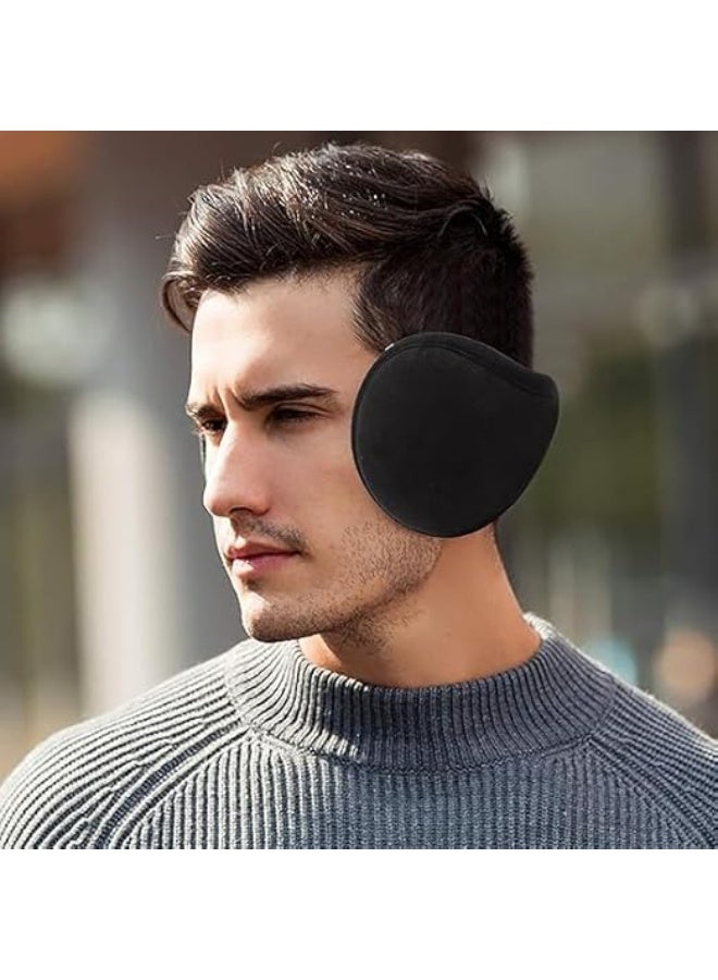 ChicAbode Men Earmuffs for Winter Big Cover Foldable Ear Warmers Outdoor Warm Women Adjustable Ear Muffs Winter Ear Muffs for Men Women Cold Weather Earmuffs Black, One Size - Image 4