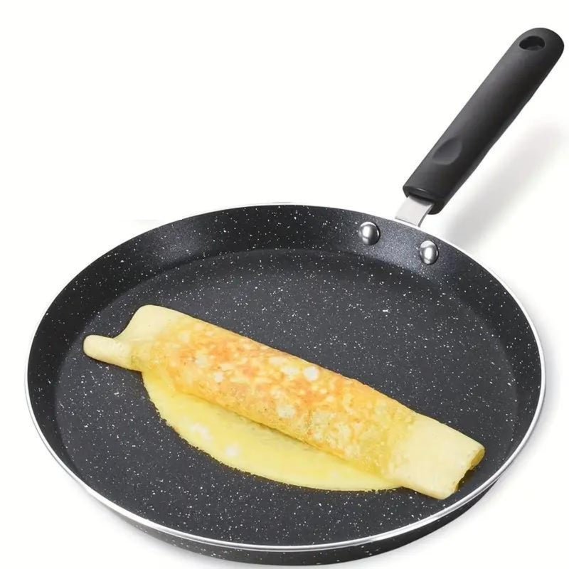KERFORA NonStick Aluminum Coated Skillet Ceramic Dosa Pan PFOAFree Omelet Pancake Griddle InductionCompatible with StayCool Handle Black - Image 1