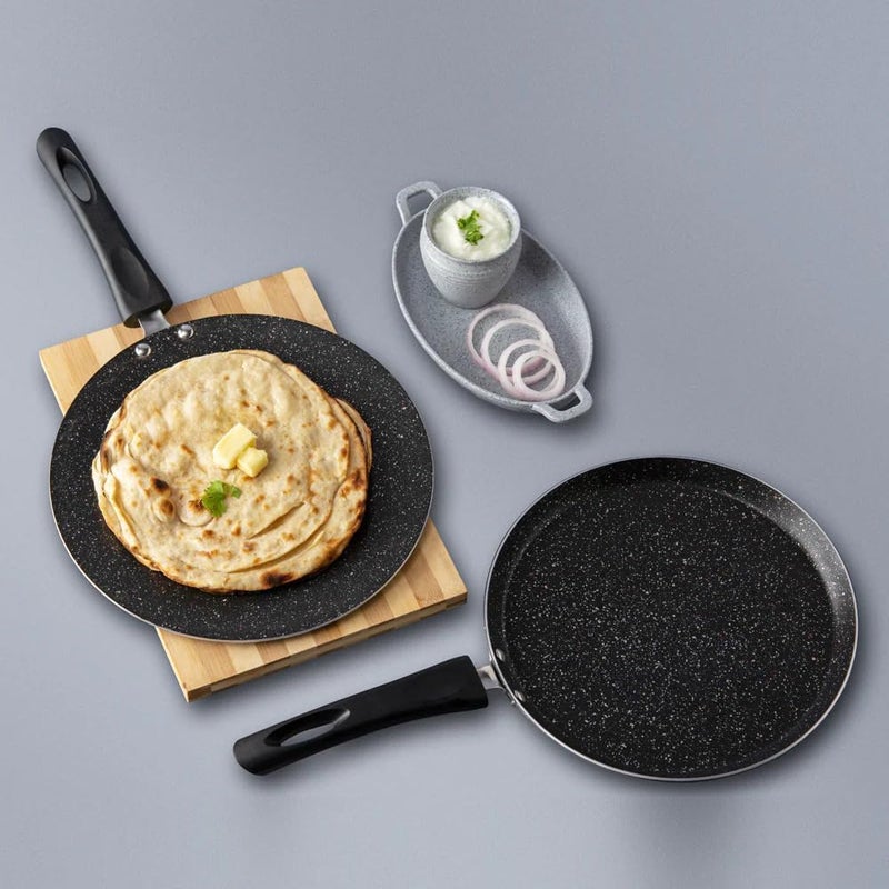 KERFORA NonStick Aluminum Coated Skillet Ceramic Dosa Pan PFOAFree Omelet Pancake Griddle InductionCompatible with StayCool Handle Black - Image 4