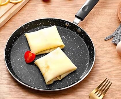 KERFORA NonStick Aluminum Coated Skillet Ceramic Dosa Pan PFOAFree Omelet Pancake Griddle InductionCompatible with StayCool Handle Black - Image 5