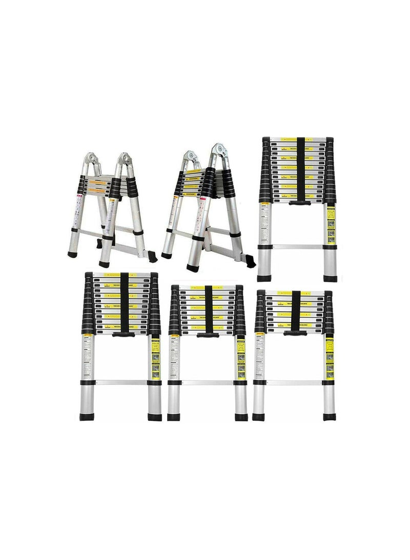 2.6m Telescopic Extension Ladder – Aluminium Folding Step Ladder, Multi-Purpose Use, EN131 Certified, 150kg Load Capacity (8.5 ft)