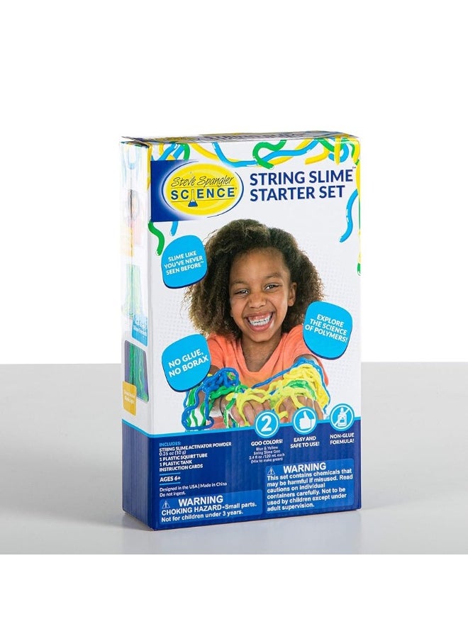 Steve Spangler Science - Steve Spangler Science String Slime Starter Kit, Includes Blue and Yellow (3.4 oz. Each) â€“ DIY Slime Science Experiment Kit for Kids, Explore and Teach Science of Polymers, Exciting STEM Activity - Image 1