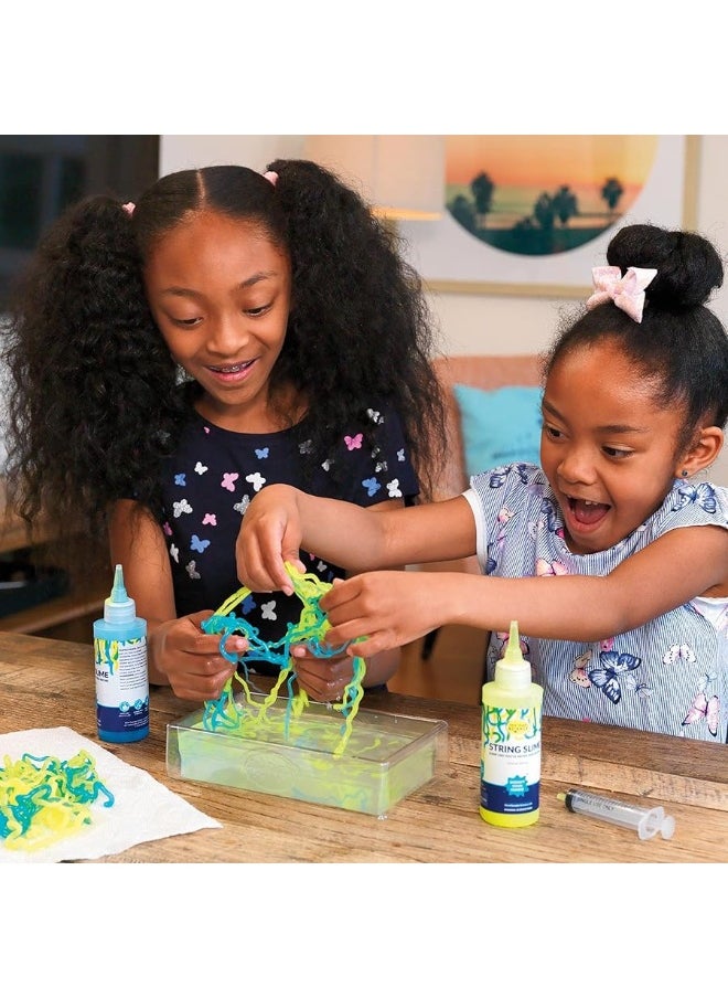 Steve Spangler Science - Steve Spangler Science String Slime Starter Kit, Includes Blue and Yellow (3.4 oz. Each) â€“ DIY Slime Science Experiment Kit for Kids, Explore and Teach Science of Polymers, Exciting STEM Activity - Image 1