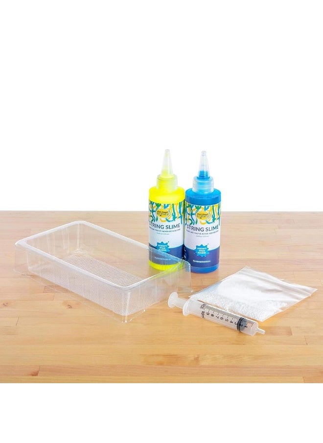 Steve Spangler Science - Steve Spangler Science String Slime Starter Kit, Includes Blue and Yellow (3.4 oz. Each) â€“ DIY Slime Science Experiment Kit for Kids, Explore and Teach Science of Polymers, Exciting STEM Activity - Image 1