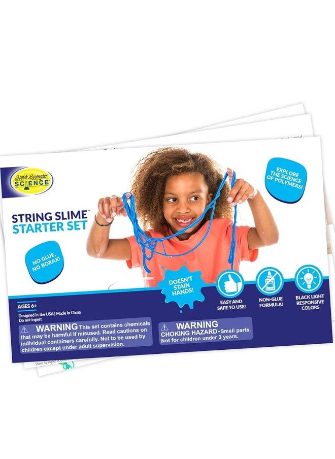 Steve Spangler Science - Steve Spangler Science String Slime Starter Kit, Includes Blue and Yellow (3.4 oz. Each) â€“ DIY Slime Science Experiment Kit for Kids, Explore and Teach Science of Polymers, Exciting STEM Activity - Image 1