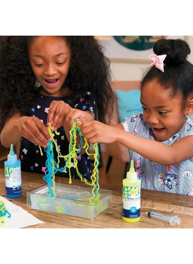 Steve Spangler Science - Steve Spangler Science String Slime Starter Kit, Includes Blue and Yellow (3.4 oz. Each) â€“ DIY Slime Science Experiment Kit for Kids, Explore and Teach Science of Polymers, Exciting STEM Activity - Image 1