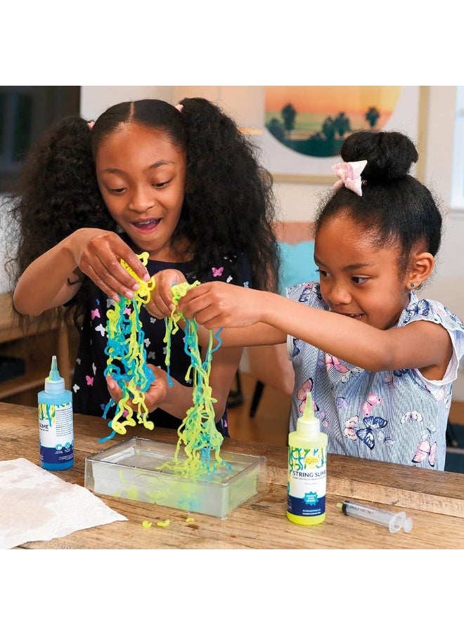 Steve Spangler Science - Steve Spangler Science String Slime Starter Kit, Includes Blue and Yellow (3.4 oz. Each) â€“ DIY Slime Science Experiment Kit for Kids, Explore and Teach Science of Polymers, Exciting STEM Activity - Image 1