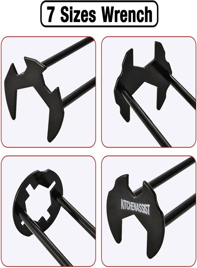 KITCHENASSIST 2pcs Basin Wrench Multifunctional Sink Wrench 7 Sizes Faucet Tool Plumbers Wrench Universal Socket Wrench Plumbing Tools for Tight Spaces Kitchen Bathroom Home - Image 4