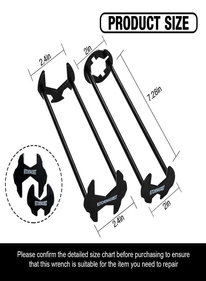 KITCHENASSIST 2pcs Basin Wrench Multifunctional Sink Wrench 7 Sizes Faucet Tool Plumbers Wrench Universal Socket Wrench Plumbing Tools for Tight Spaces Kitchen Bathroom Home - Image 2