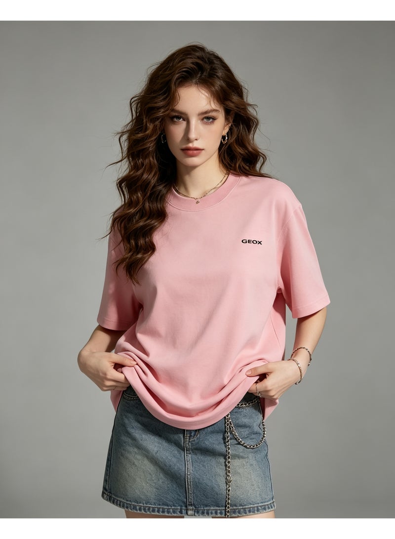 GEOX Unisex Crew Neck Short Sleeve T‑Shirt, Modern Urban Everyday Top For Men Women, Pink - Image 4