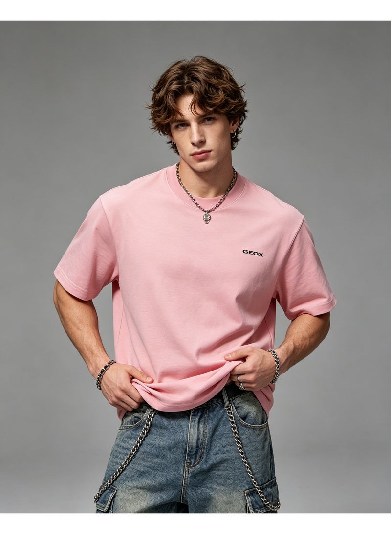 GEOX Unisex Crew Neck Short Sleeve T‑Shirt, Modern Urban Everyday Top For Men Women, Pink - Image 1