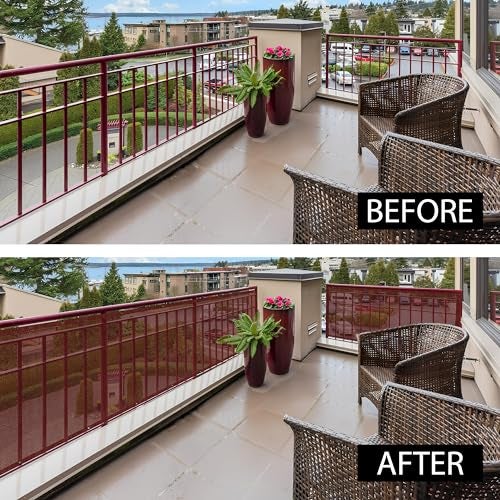 HIPPO Baby Safety Net for Balcony Child Protection Stairway Safety Net Railing Guard for Kids Staircase Protector with Tie-Cords Breathable Fabric Indoor Outdoor Use (1MTX5MT, Brown) - Image 3