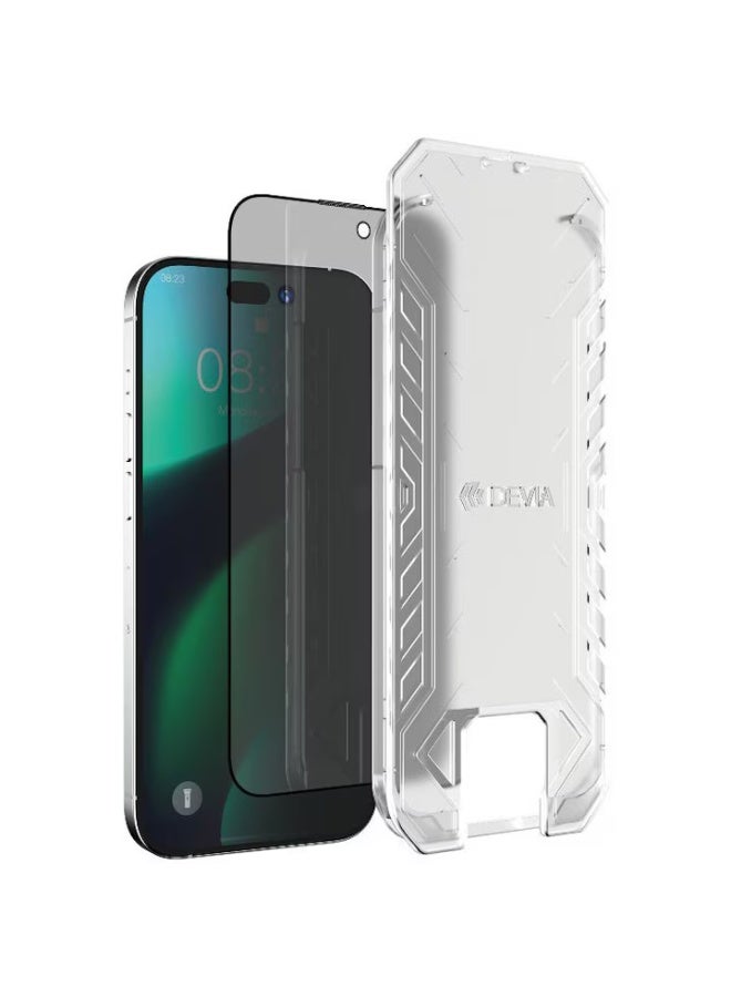 ديفيا حماية  شاشة  ايفون 14 برو – الخصوصية زجاج مقوى CSG عالي الألومنيوم 9H بتركيب تلقائي, استيكر حماية لقافه بمعيار عسكرية ضد الخدوش والكسر, وضوح عالي, طبقة طاردة للماء والزيت - Image 1