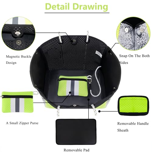 QOGiR Neoprene Multipurpose Beach Bag Tote with Inner Zipper Pocket (Shiny Green, Large) … - Image 3