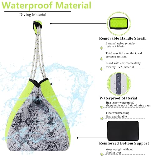 QOGiR Neoprene Multipurpose Beach Bag Tote with Inner Zipper Pocket (Shiny Green, Large) … - Image 5