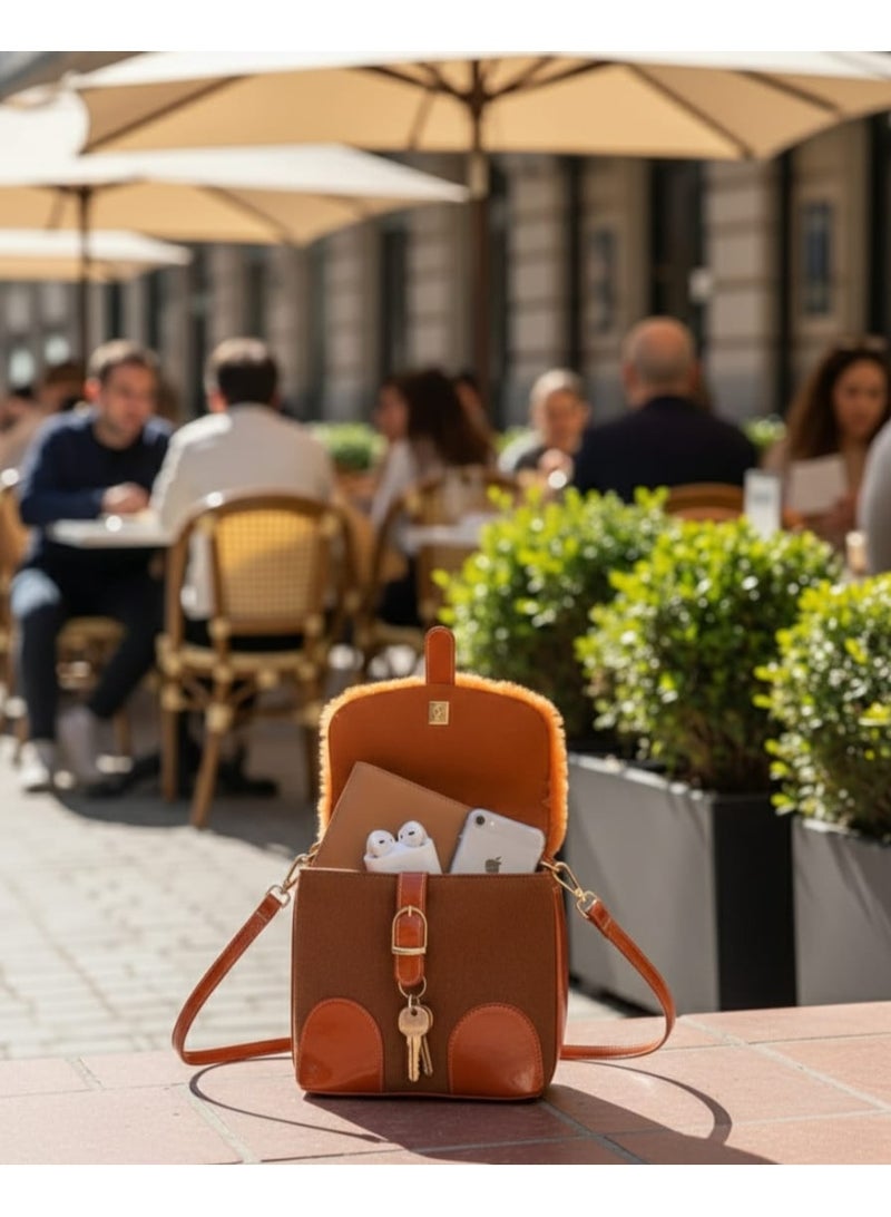 Women’s Suede Shoulder Bag with Fur – Chic Winter Style - Image 3