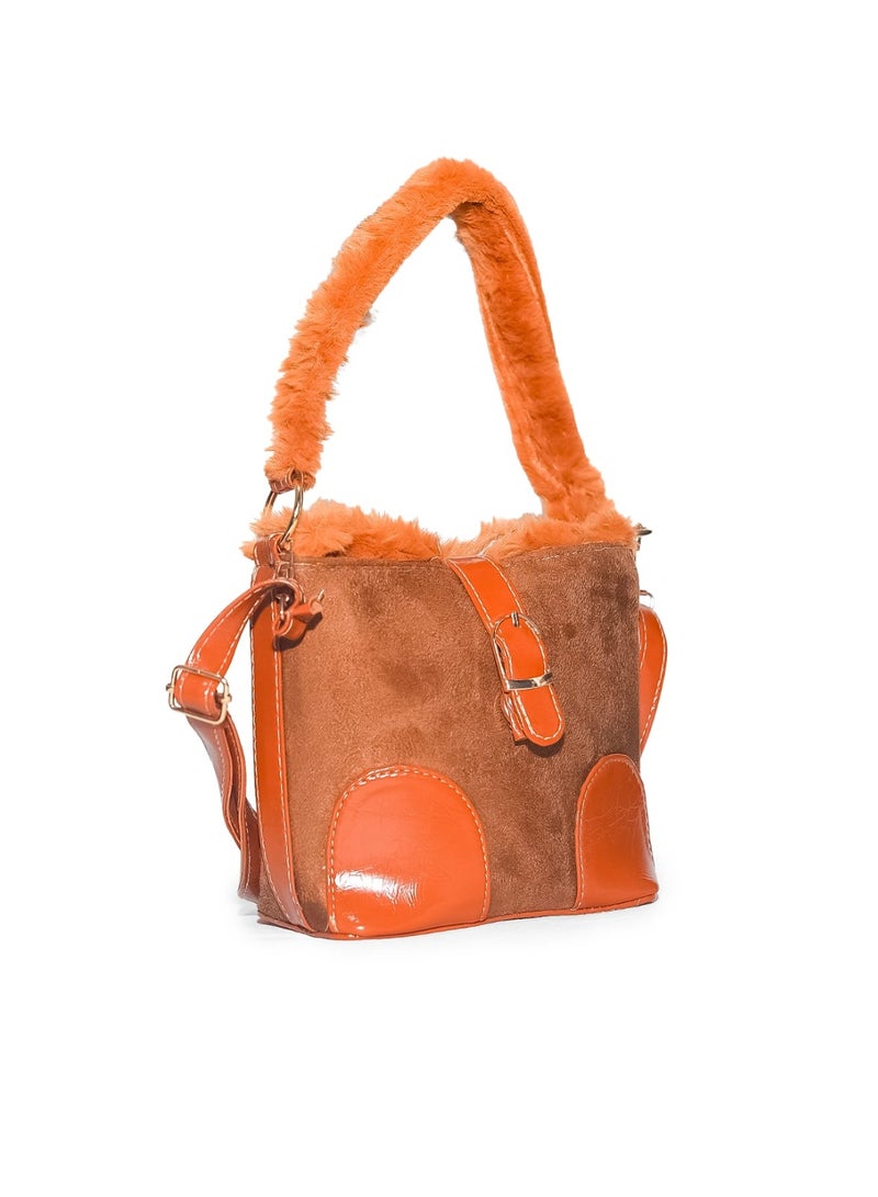 Women’s Suede Shoulder Bag with Fur – Chic Winter Style - Image 5