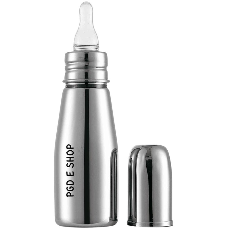 PGD Baby comprehensive feeding combo set Premium Steel Feeding Bottle, Silicone Baby Food Fruit Feeder Nibbler 10ml & Food Feeder Spoon 90ml with Long Handle Cleaning Brush (Slim 250ml Comprehensive Feeding Combo Set) - Image 2