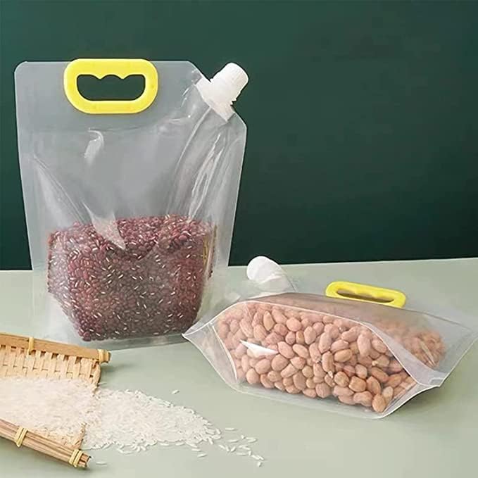 klarako Grain Moisture-Proof Sealed Bag, Reusable 10-Pack Clear Grain Storage Suction Bags, Large Capacity Stand Up Sealed Odor-Resistant Packaging Bags for Multipurpose Storage (2.5L) - Image 3