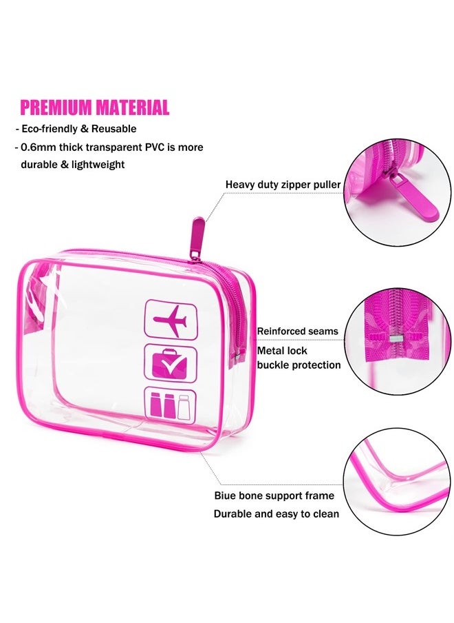 MODENGKONGJIAN - TSA Approved Toiletry Bag, 3 Pcs Clear Toiletries Bags Quart Size Travel Makeup Cosmetic Bag for Women Men, Carry on Airport Airline Compliant Bag (Rose Red) - Image 1
