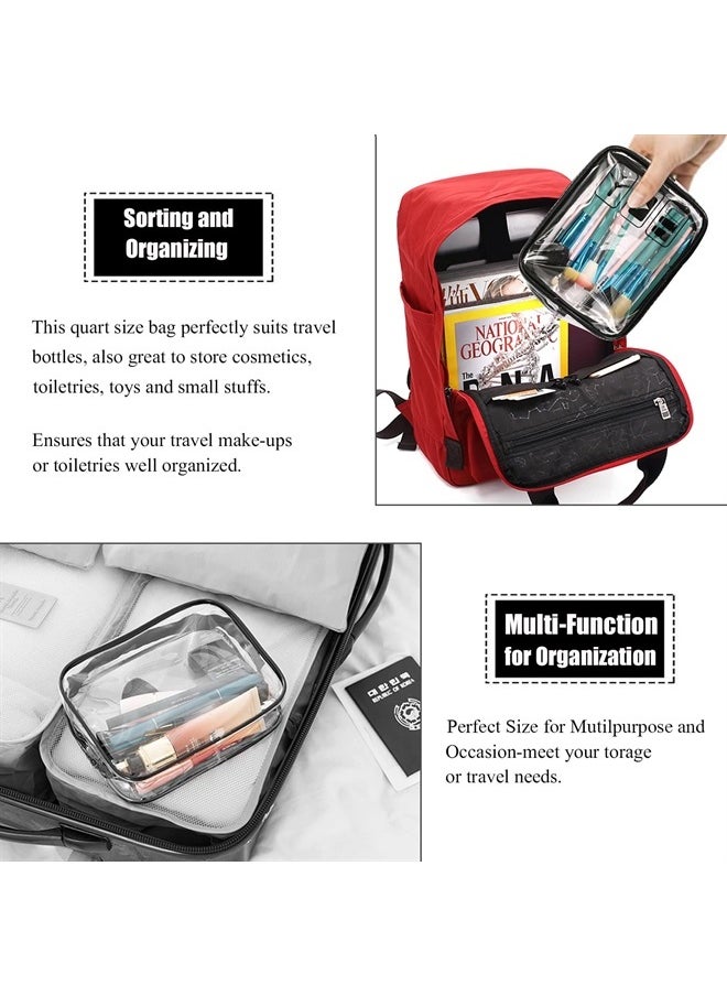 MODENGKONGJIAN - TSA Approved Toiletry Bag, 3 Pcs Clear Toiletries Bags Quart Size Travel Makeup Cosmetic Bag for Women Men, Carry on Airport Airline Compliant Bag (Rose Red) - Image 1