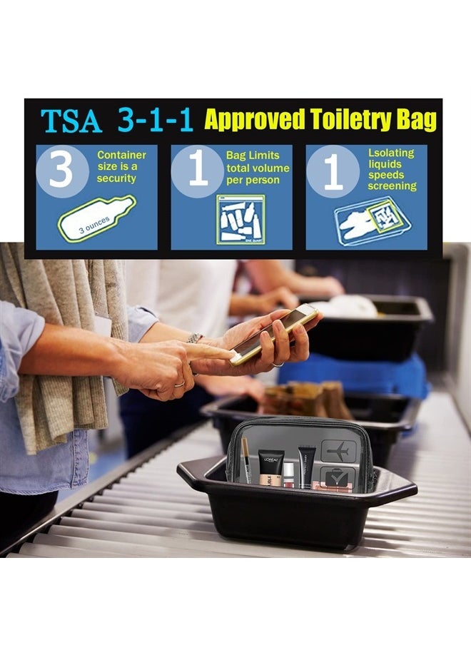 MODENGKONGJIAN - TSA Approved Toiletry Bag, 3 Pcs Clear Toiletries Bags Quart Size Travel Makeup Cosmetic Bag for Women Men, Carry on Airport Airline Compliant Bag (Rose Red) - Image 1