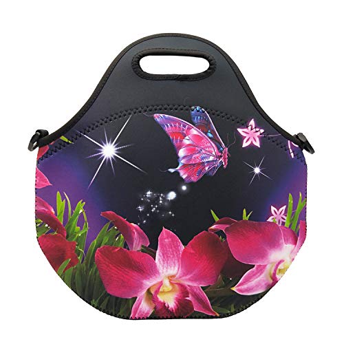 TAIDY Neoprene Lunch Bags Boxes for Women Men, Insulated Lunch Cooler Tote Bag Box for Office Work Picnic Travel (Flower) - Image 2
