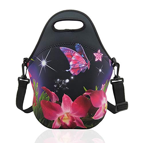 TAIDY Neoprene Lunch Bags Boxes for Women Men, Insulated Lunch Cooler Tote Bag Box for Office Work Picnic Travel (Flower) - Image 1