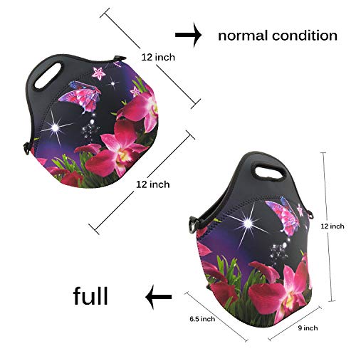 TAIDY Neoprene Lunch Bags Boxes for Women Men, Insulated Lunch Cooler Tote Bag Box for Office Work Picnic Travel (Flower) - Image 3