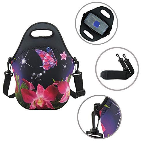 TAIDY Neoprene Lunch Bags Boxes for Women Men, Insulated Lunch Cooler Tote Bag Box for Office Work Picnic Travel (Flower) - Image 4